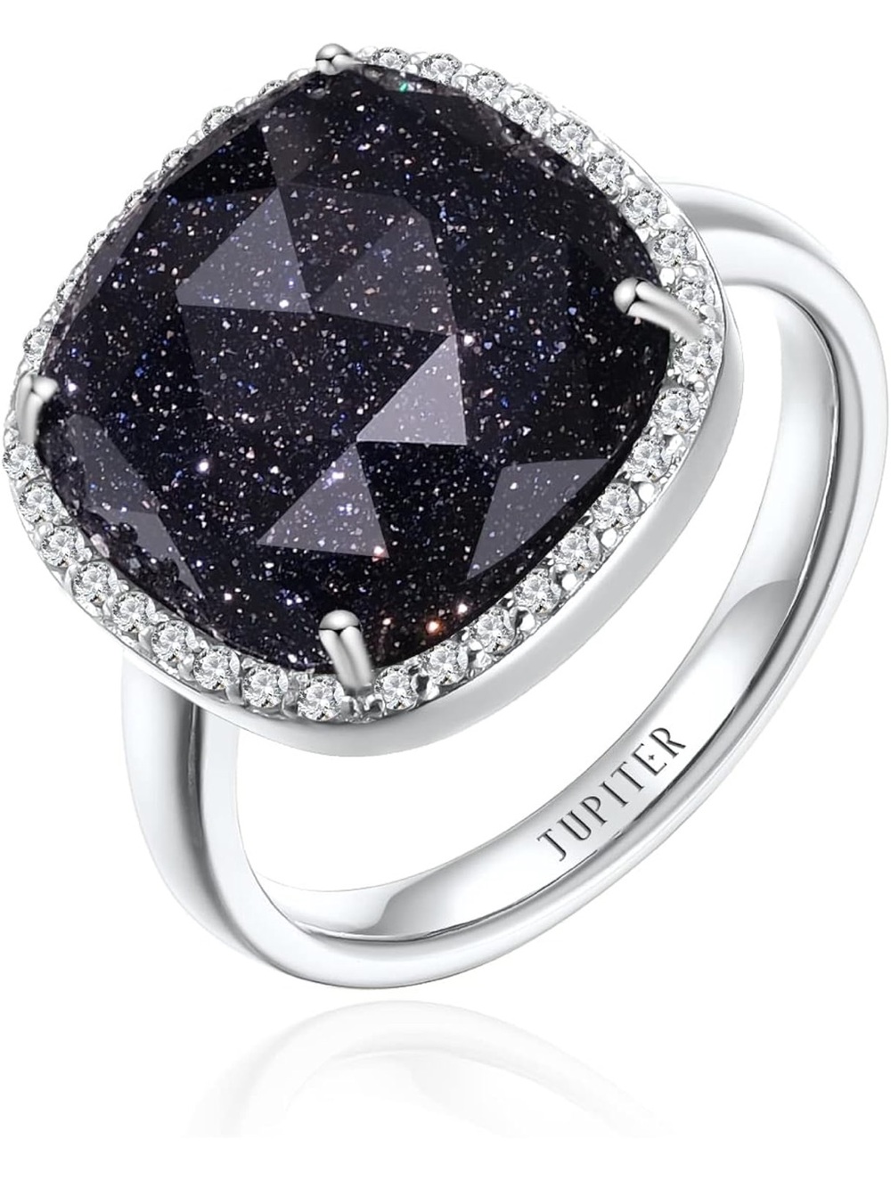 Blue Sandstone ring, size 9, 12mm gemstone